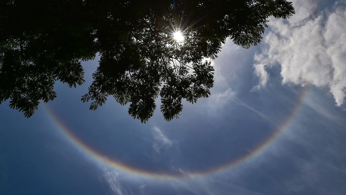 Just like a rainbow, a halo is visible when viewed from the right angle - sometimes appearing just white but often with colours of the spectrum also clearly present. Credit: PTI