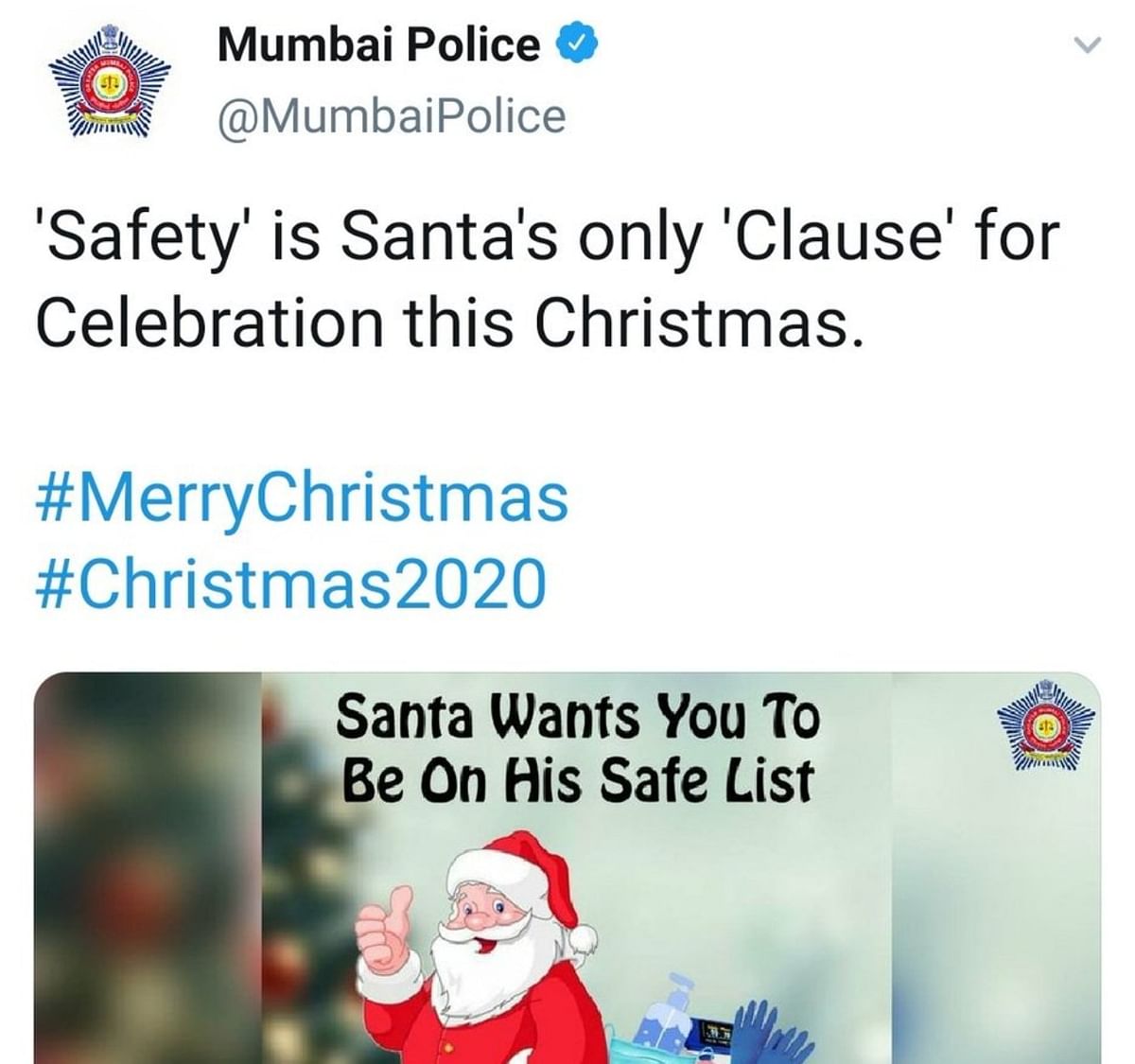 A Santa 'Clause' on Christmas? Mumbai Police's pun game at its best.