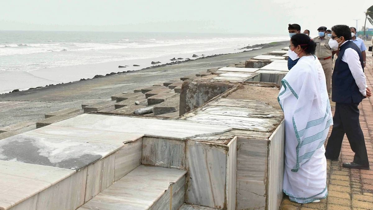 West Bengal Chief Minister Mamata Banerjee conducted a survey of the cyclone-affected areas on May 28.