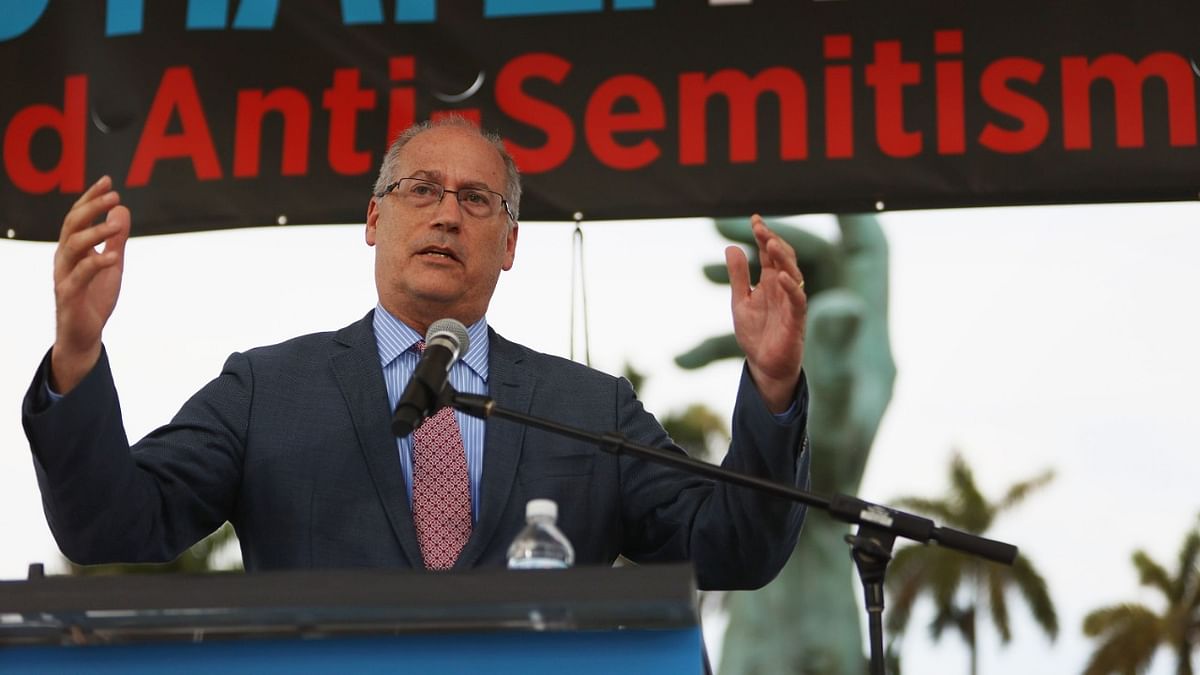 Miami Beach Mayor Dan Gelber speaks during an interfaith Rally Against Anti-Semitism, hosted by Greater Miami Jewish Federation at the Holocaust Memorial Miami Beach. Credit: AFP Photo
