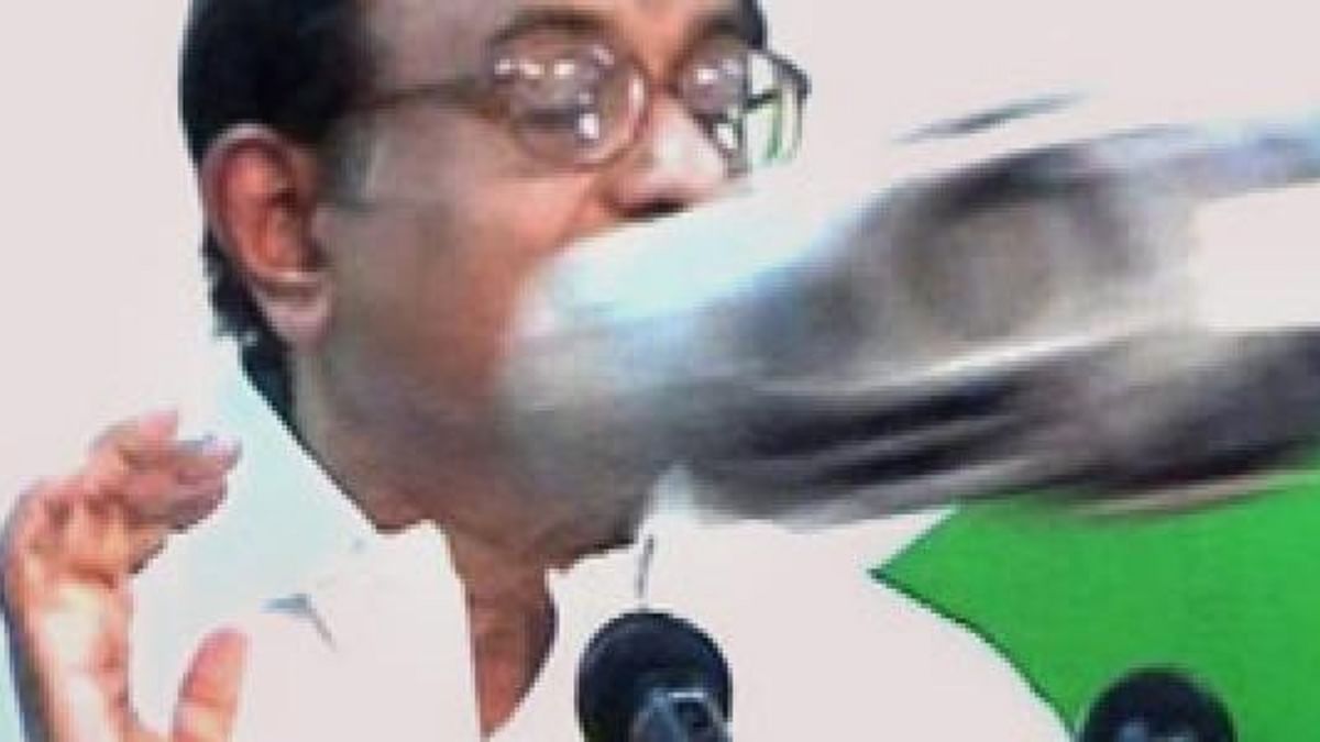 A journalist hurled a shoe at the then Union Home Minister, P Chidambaram to protest against the clean chit given by the CBI to Congress leader HKL Bhagat and a Congress ticket to Sajjan Kumar in April 2009. Credit: PTI Photo