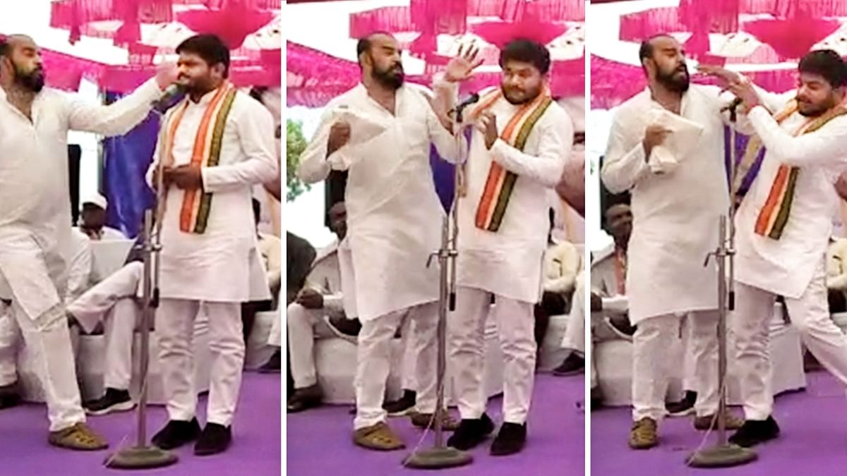In 2019, Congress leader Hardik Patel was slapped by a man while he was addressing a poll rally in a village in Surendranagar, Gujarat. Credit: PTI Photo