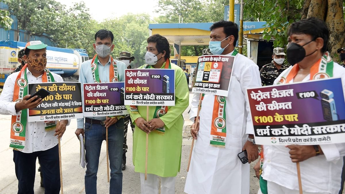 The Congress demonstrated in several parts of the country against the rising fuel prices, during which over 150 members were detained in Gujarat, Delhi and Uttar Pradesh for allegedly violating Covid-19 protocol and protesting without permission.