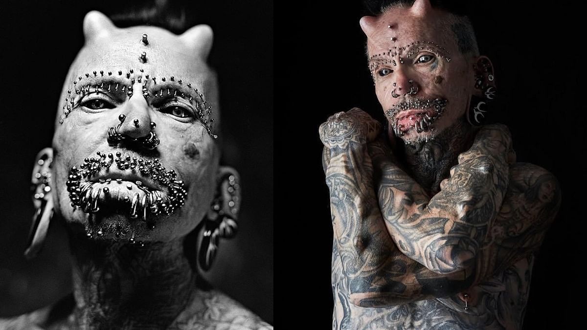 Rolf Buchholz from Germany holds the world record for the most body modifications. Reportedly, he has more than 516 modifications across his body. Credit: Instagram/robuchholz