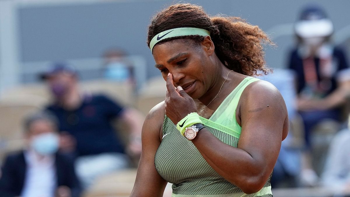 United States Serena Williams reacts after missing a shot as she plays against Kazakhstan's Elena Rybakina. Credit: AP Photo