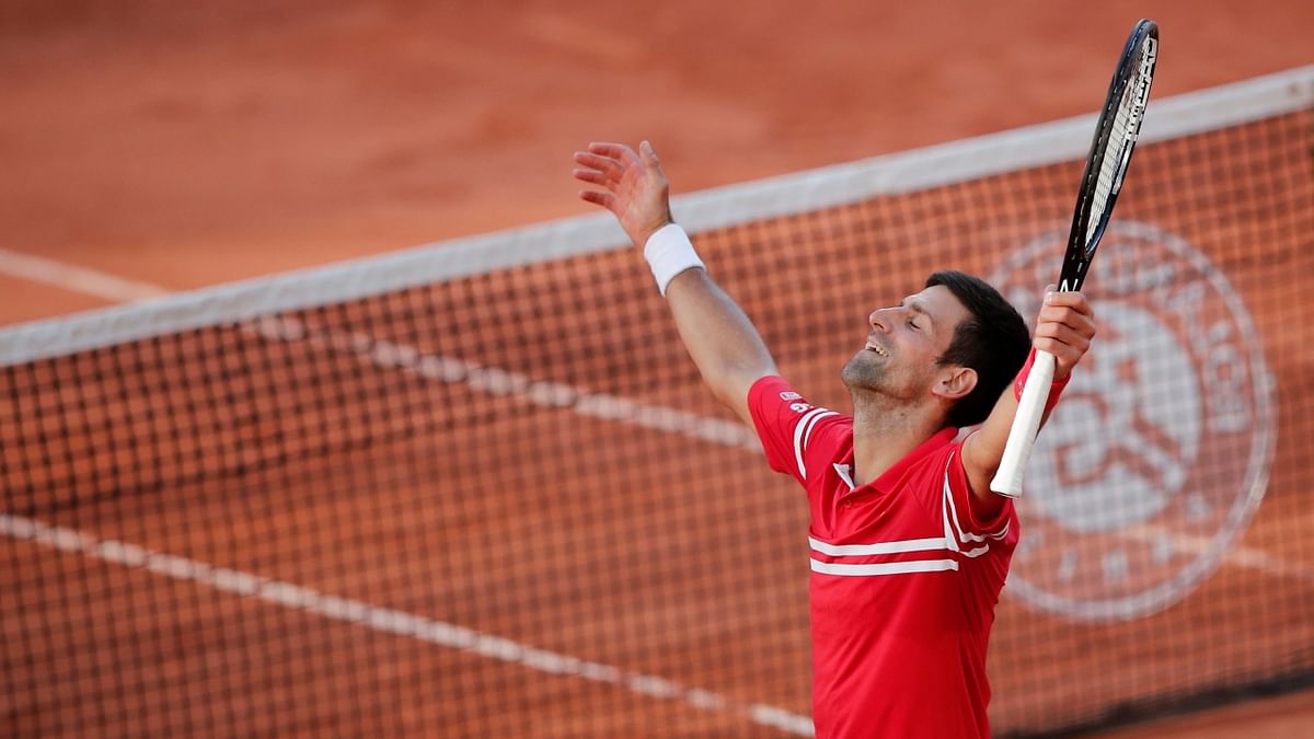 Serbia's Novak Djokovic reacts after winning the final against Greece's Stefanos Tsitsipas. Credit: Reuters Photo