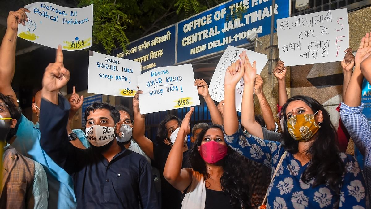 Natasha Narwal, 32, Devangana Kalita, 31, and Asif Iqbal Tanha, 25, were charged under several laws, including anti-terrorism legislation, for allegedly plotting riots in Delhi by taking part in the demonstrations. Credit: PTI Photo