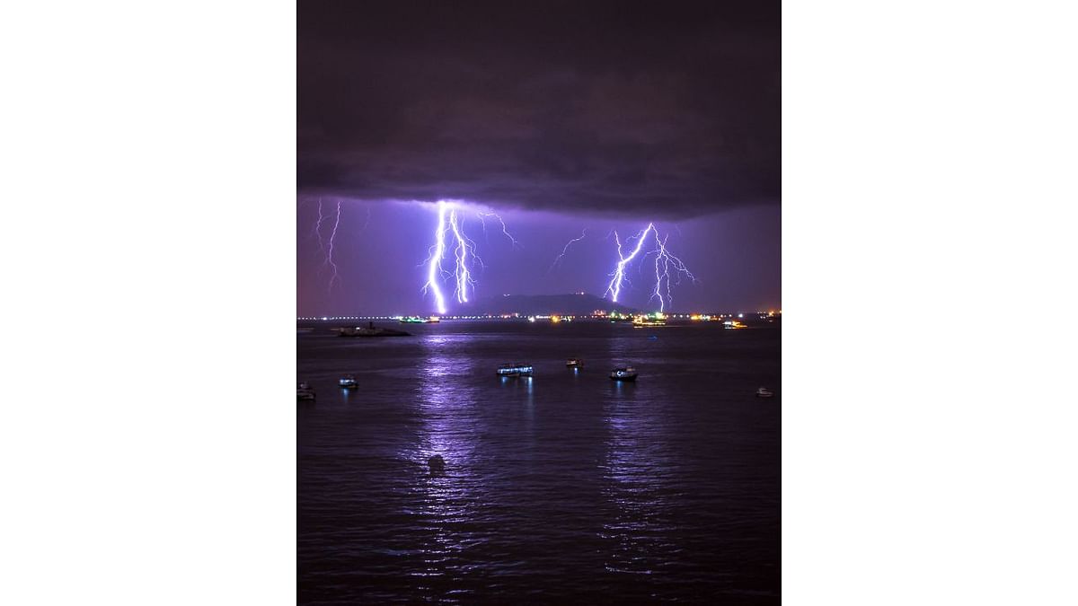Powerful lightning lights up night skies in Mumbai.