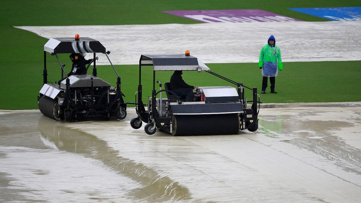 Rain meant there was no play at all on the fourth day of the World Test Championship final between India and New Zealand at Southampton. Credit: AP Photo