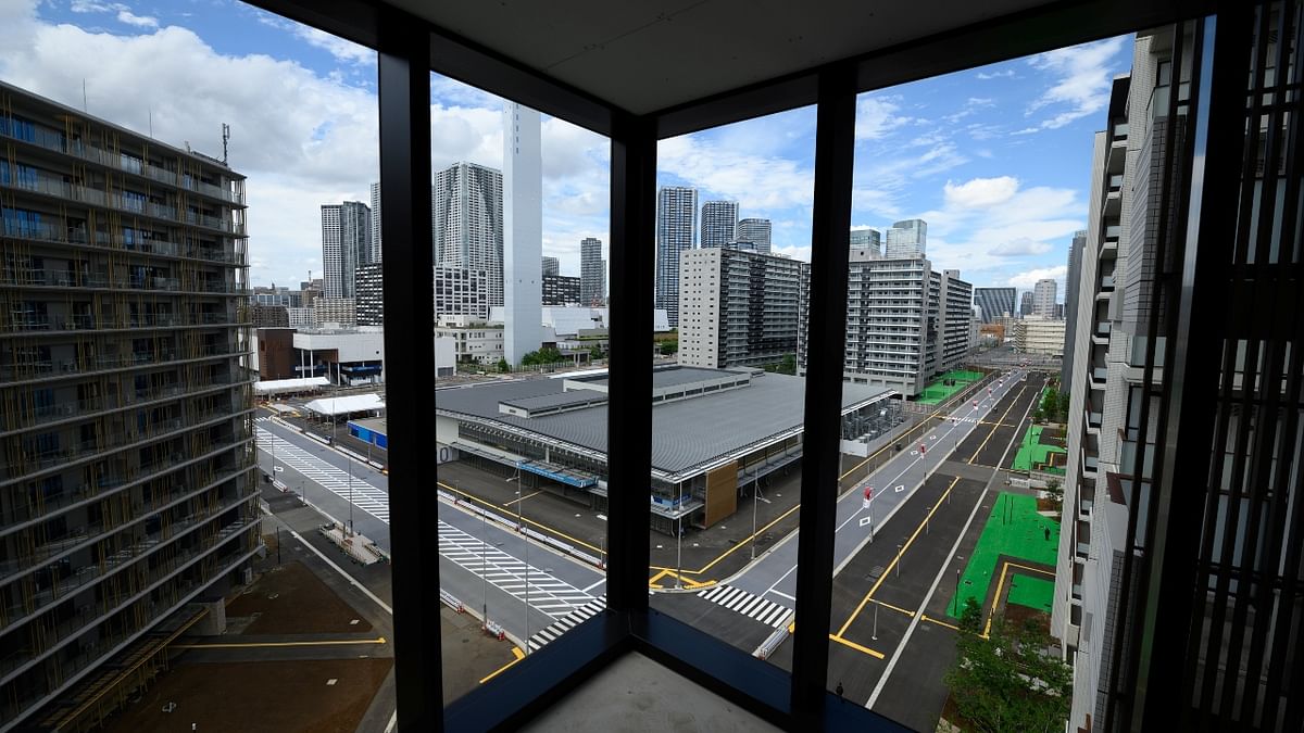 The wooden plaza, which draws on Japanese minimalist design aesthetics, follows the Tokyo 2020 theme of using timber in the construction of Olympics venues, including the National Stadium.