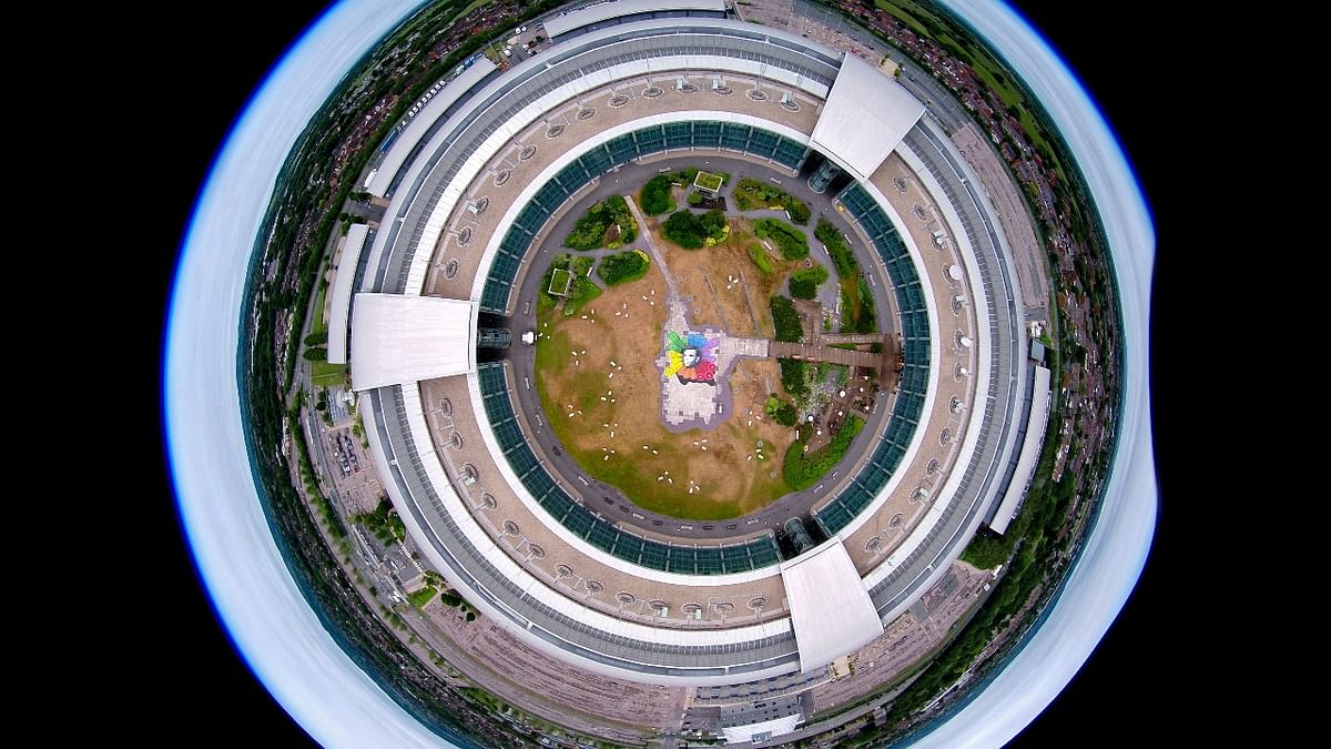 A view shows an artwork of Alan Turing installed by the Government Communications Headquarters (GCHQ) inside the Doughnut building as a ?50 note featuring him goes into circulation on his birthday, in Cheltenham, Britain. Credit: Reuters/Handout/Crown Copyright