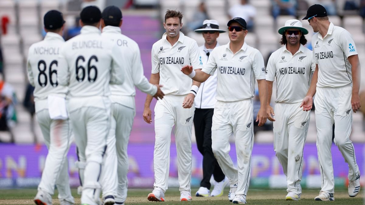 In a match where bowlers held sway, New Zealand's all-pace attack did most damage by dismissing India for just 170 in their second innings as blue skies provided the best batting conditions of the game. Credit: Reuters Photo