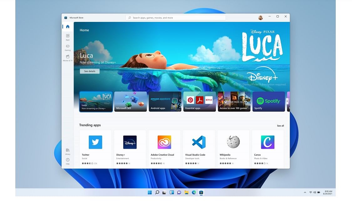 The new Microsoft Store has a discernible change in terms of interface compared to the one we see on Windows 10. Users can easily find all content – apps, games, shows, movies in a single place. Credit: Microsoft
