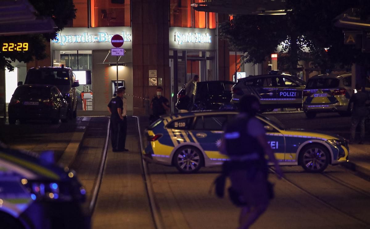 Police secures the city center in Wuerzburg, southern Germany as a 24-year-old Somalian man killed three people on Friday. Credit: AFP Photo