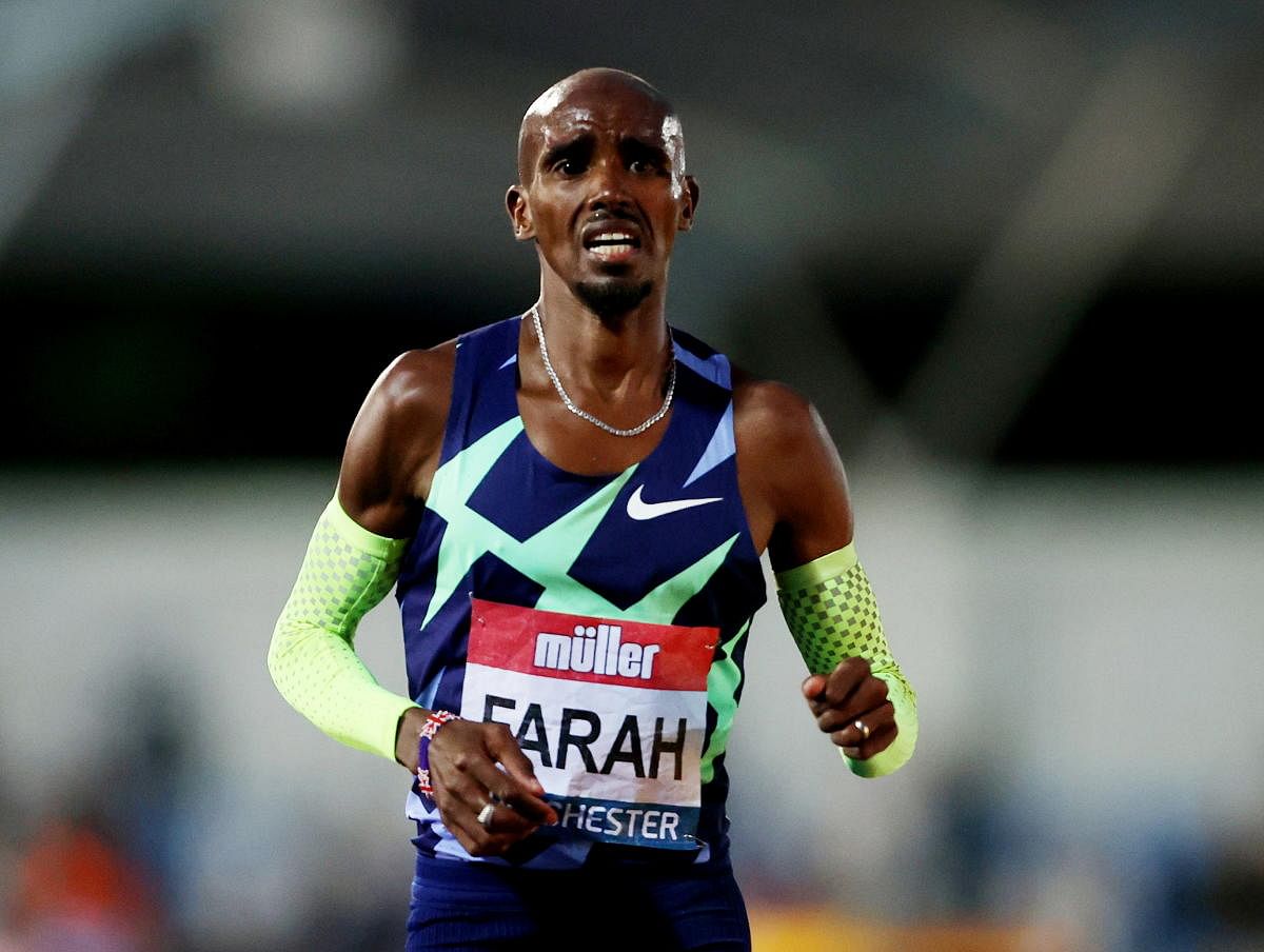 Britain's Mo Farah reacts after the Men's 10,000m as he fails to qualify for the 10,000m at the Tokyo Olympics. Credit: Reuters Photo
