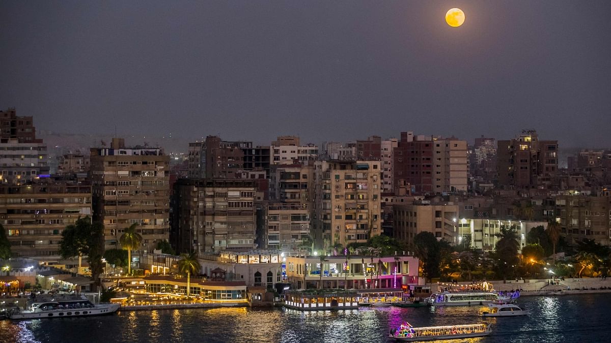 The last super moon of the year, the Strawberry Moon is seen in the Egyptian capital Cairo. Credit: AFP Photo