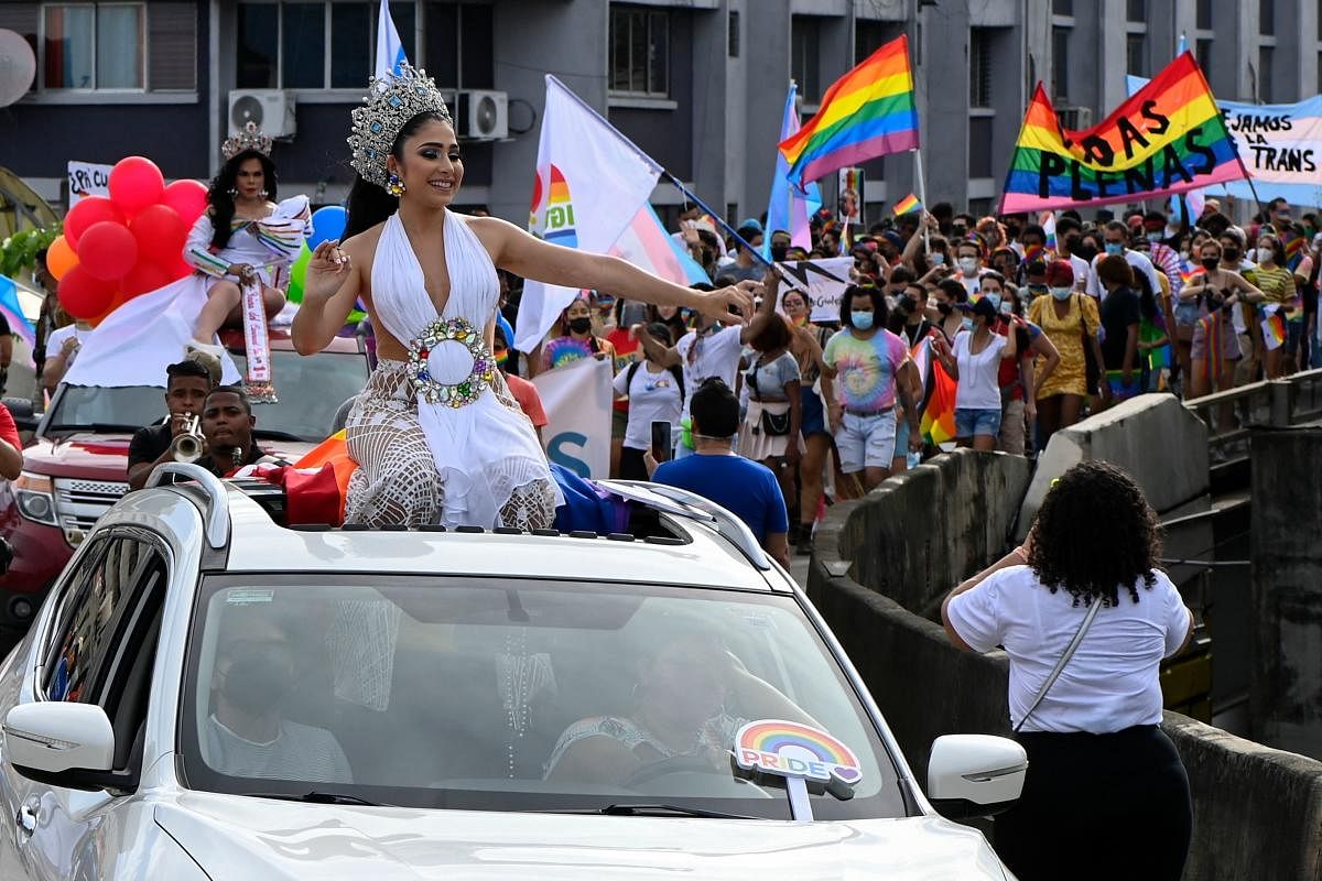 The 2021 Gay Pride Princess takes part in the annual Pride March in Panama City. Credit: AFP Photo