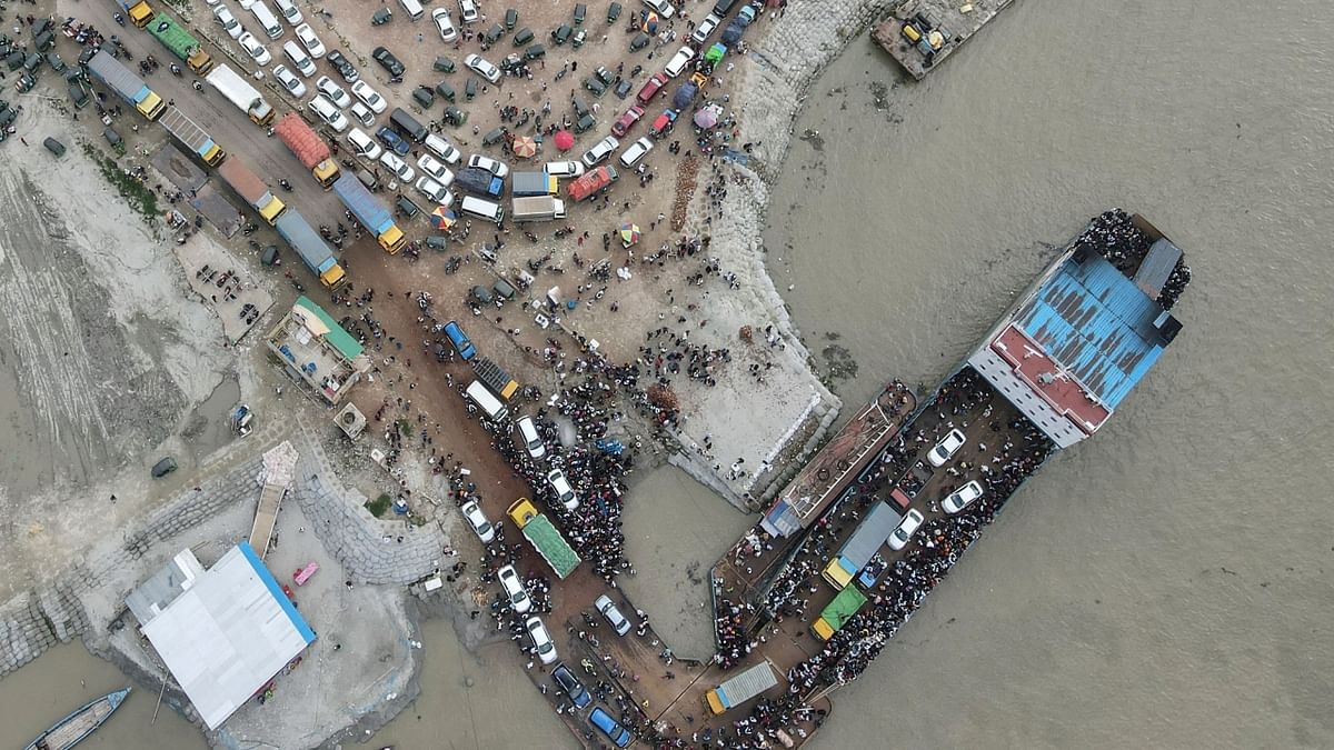 At a river station in the rural town of Sreenagar about 70 km south of Dhaka, thousands queued to cross the Padma, a tributary of the Ganges.