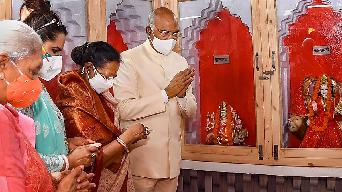 Kovind, along with his wife and daughter, also visited the Pathri Devi temple where they offered prayers.