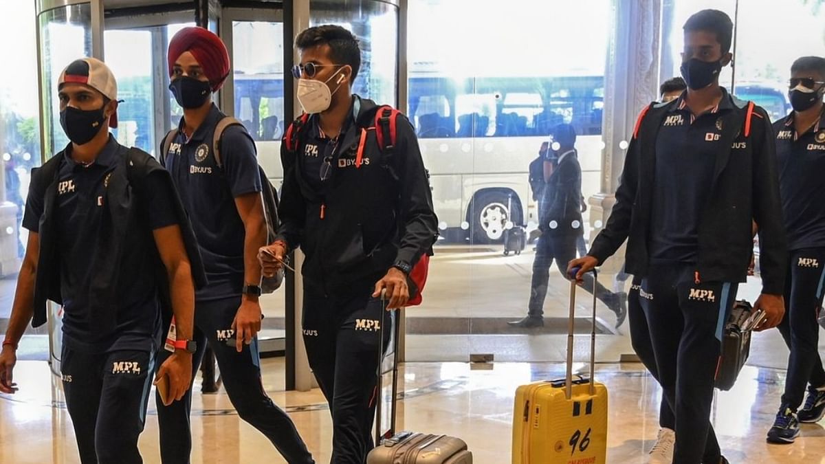 Dhawan will have pacer Bhuvneshwar Kumar as his deputy. In this photo, Hardik Pandya and others are seen entering the hotel in Colombo. Credit: Instagram/indiancricketteam