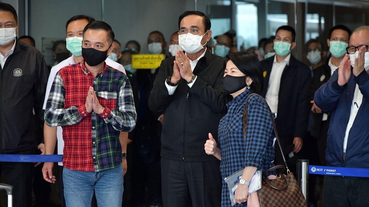Thailand's Prime Minister Prayut Chan-O-Cha welcomed the tourists with folded hands at Phuket International Airport.