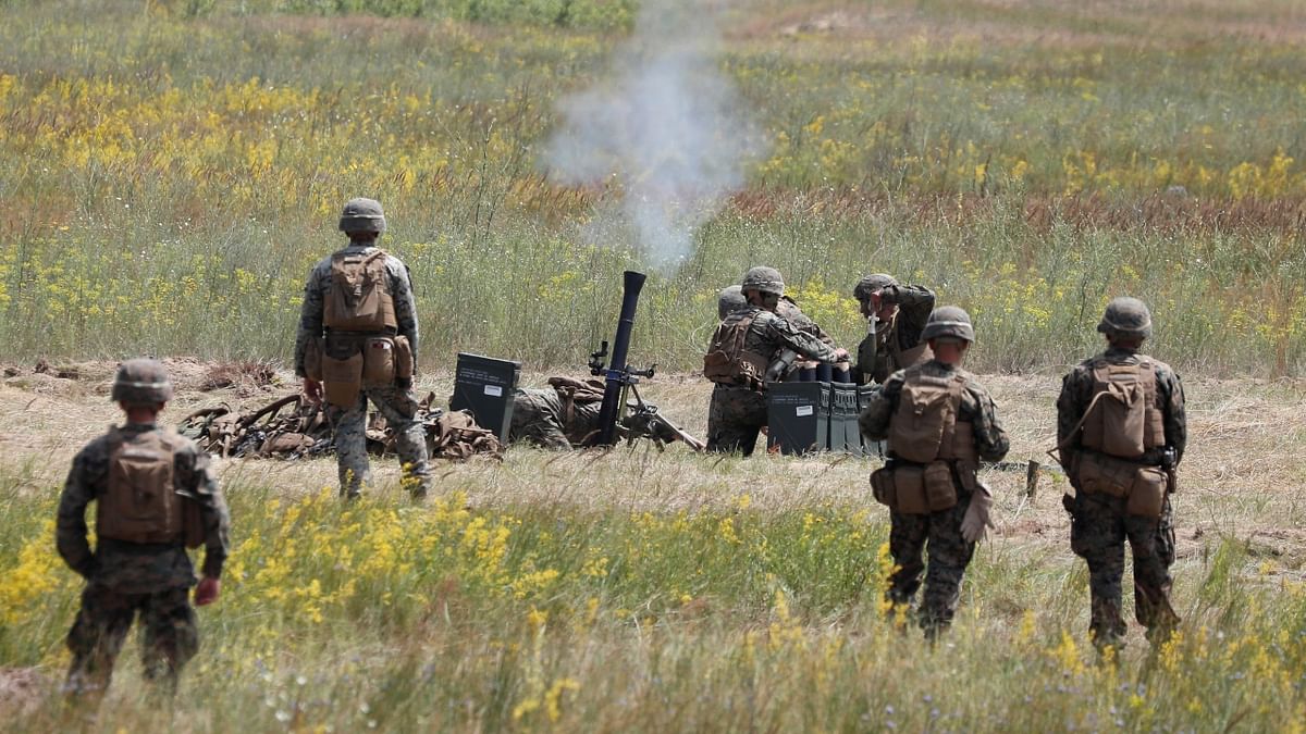 US marines take part in military exercises near Kherson, as Ukraine and the United States stage land military exercises.