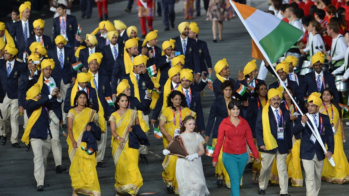 Wrestler Sushil Kumar, who was seen as a symbol of the ideals, was the flagbearer at the 2012 London Olympics. Credit: PTI