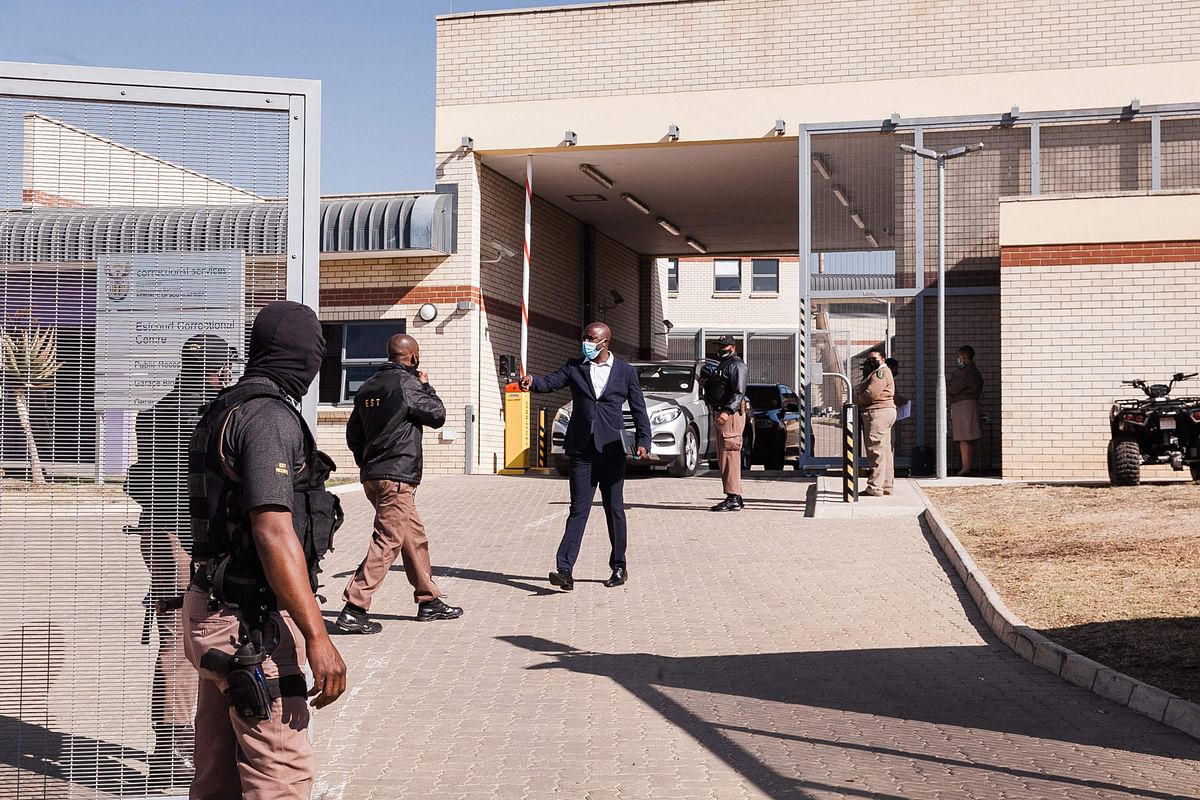 Officials are seen at the Estcourt Correctional Centre, where former South African president Jacob Zuma began serving his 15-month sentence for contempt of the Constitutional Court, in Estcourt. Jacob Zuma reported to prison early on July 8, 2021 after mounting a last-ditch legal bid and stoking defiance among radical supporters who had rallied at his rural home. Credit: AFP Photo