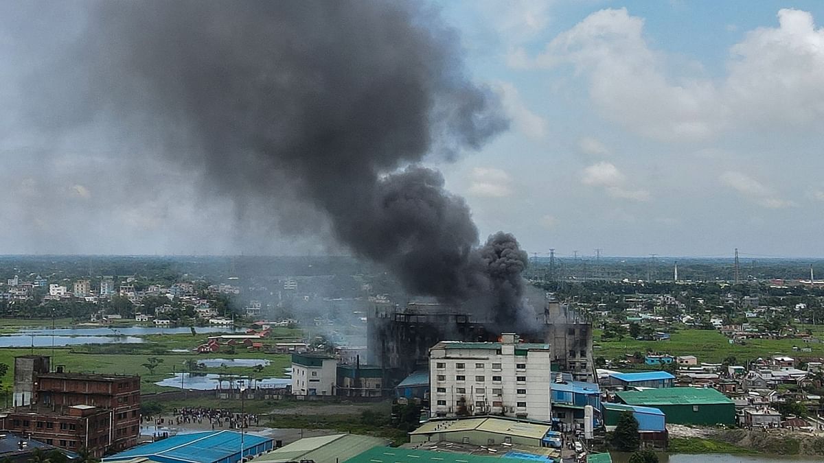 It is suspected that the fire originated from the ground floor of the building and spread quickly due to the presence of chemicals and plastic bottles. Credit: AFP Photo