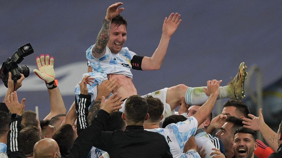 However, Argentina thwarted Brazil's attempts and Messi and his teammates went on to win their first-ever international trophy. The players and staff lifted their skipper, the man carrying on his shoulders the hopes of millions of Argentinians for nearly two decades | Credit: AFP Photo