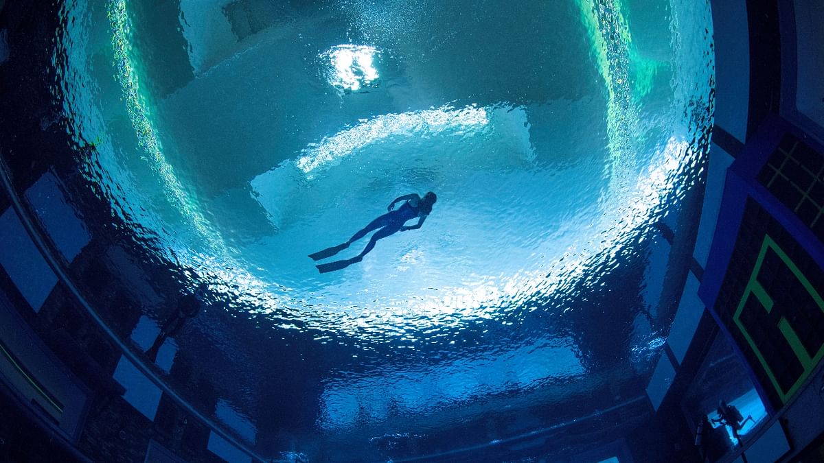 The pool is equivalent of six Olympic swimming pools and has been verified by Guinness World Records as the world's deepest swimming pool for diving. Credit: Reuters Photo