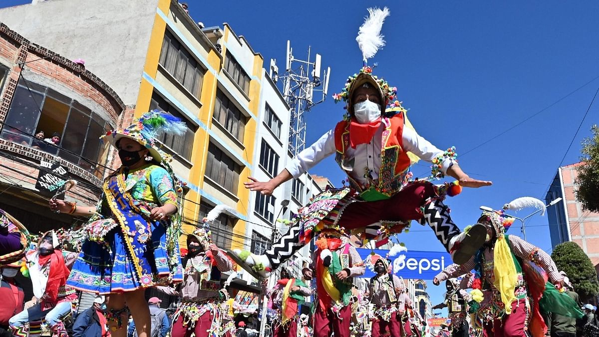 Dancers perform Andean folk dance Tinkus during the festivities in devotion to the Virgin of Carmen, in El Alto, Bolivia. Credit: Pixabay Photo
