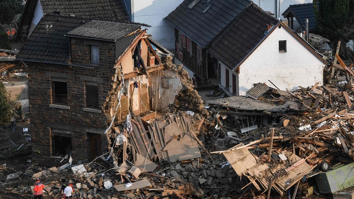 A demolished house is pictured in Altenburg, Rhineland-Palatinate, western Germany after devastating floods hit the region. Credit: AFP Photo