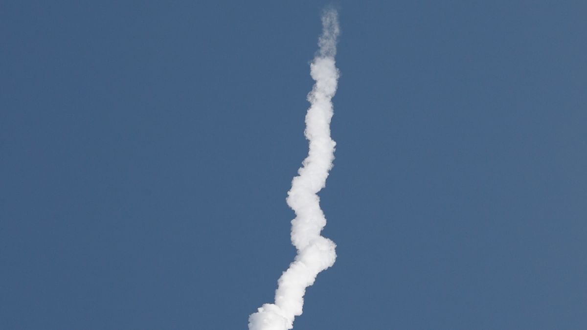 A view of the rocket after the launch Credit: Reuters Photo