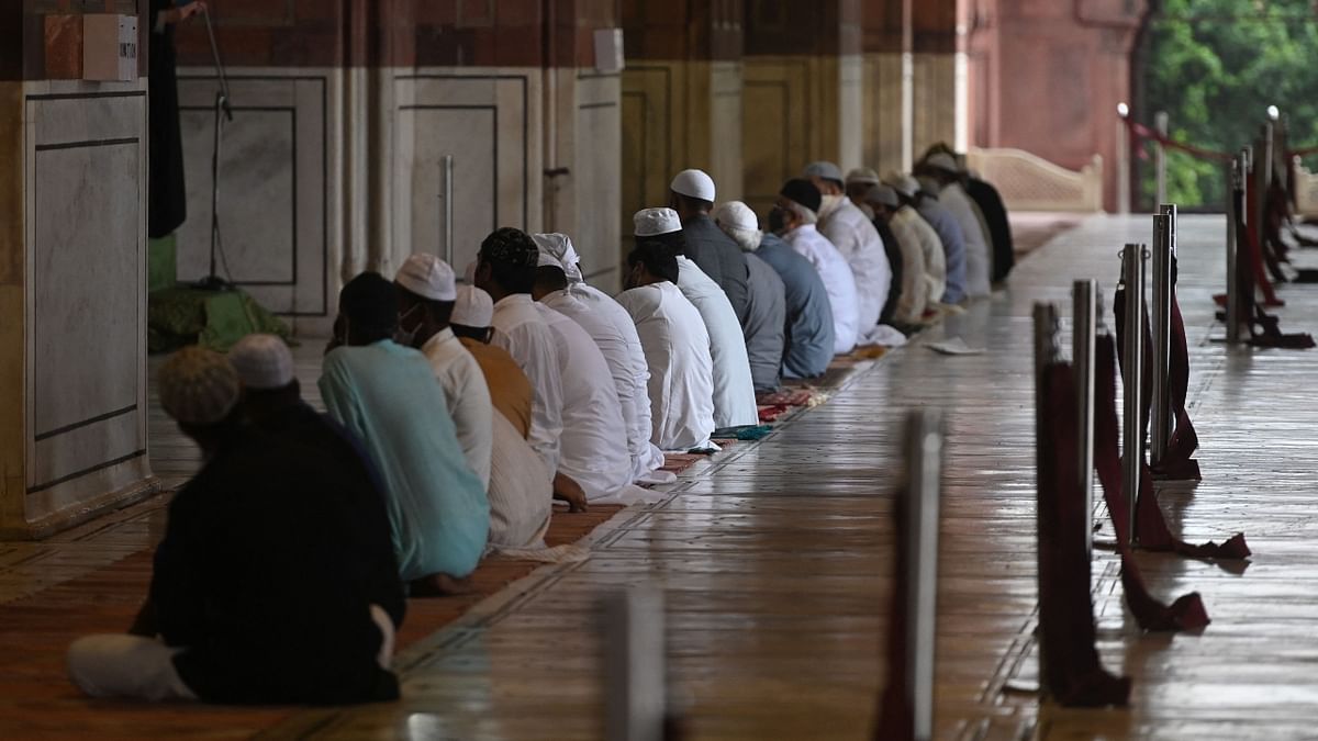 People offer special morning prayers during the Eid al-Adha festival at the Jama Masjid in New Delhi. Credit: AFP Photo