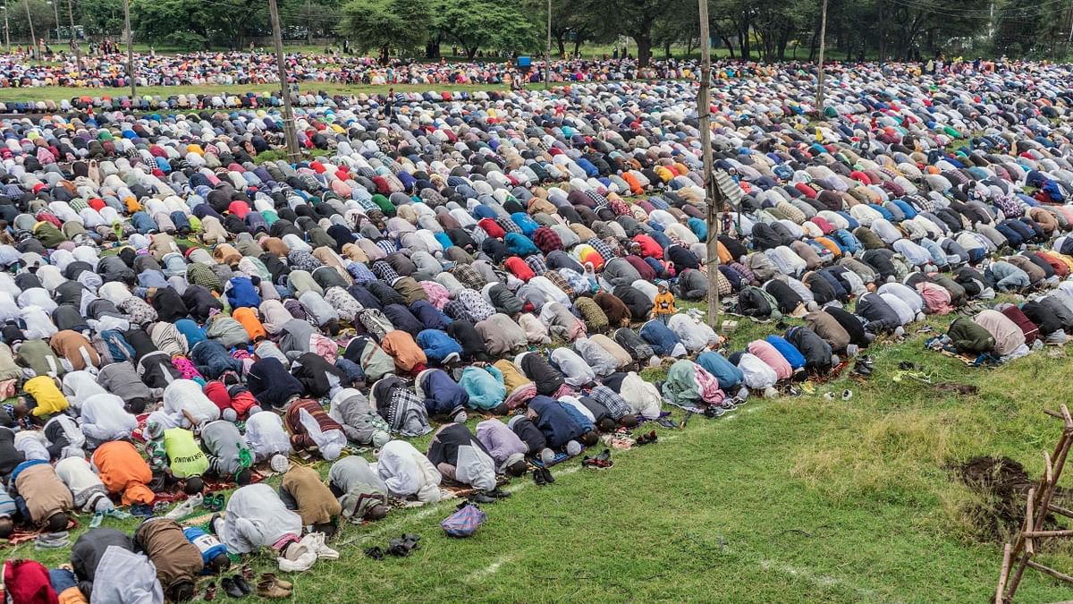 Muslims offer the Eid al-Adha prayers on the first day of the feast, at the Millennium Square in Hawassa, Ethiopia. Credit: AFP Photo