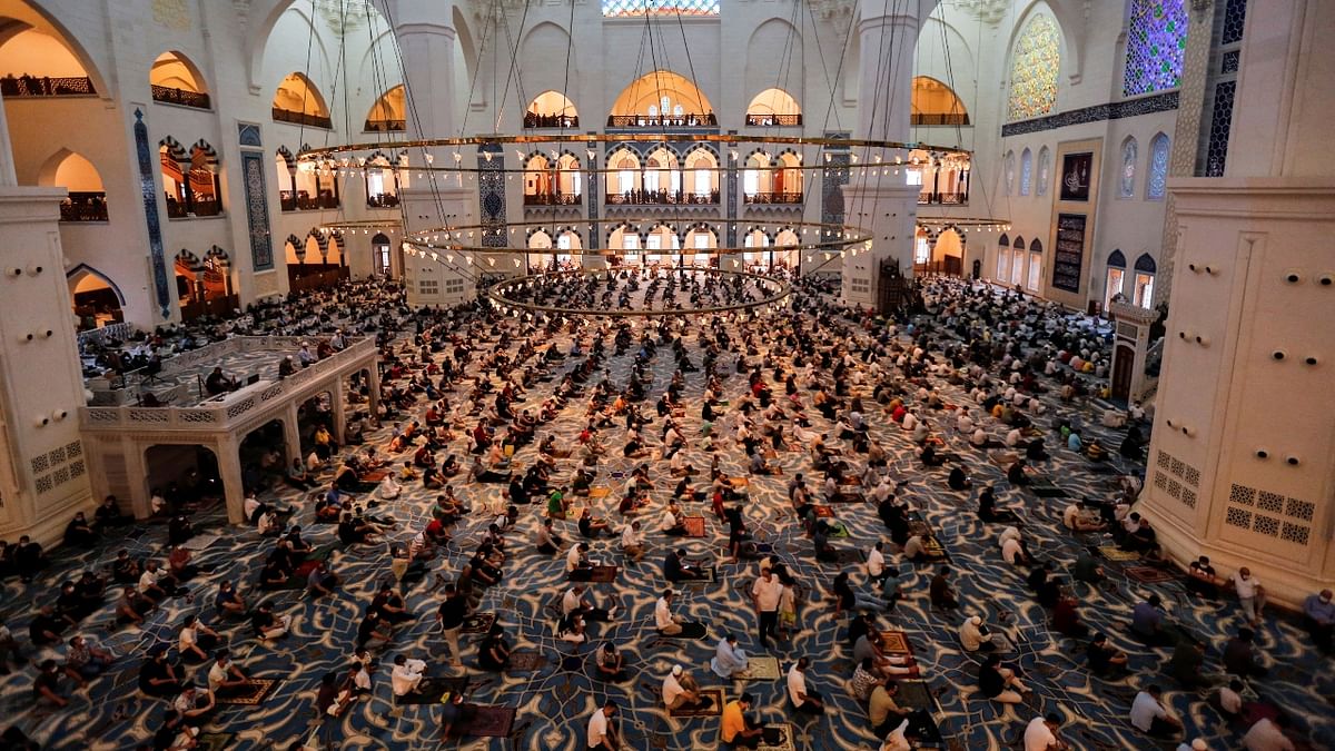 Worshippers attend prayers during Eid al-Adha at Grand Camlica Mosque in Istanbul, Turkey. Credit: Reuters Photo
