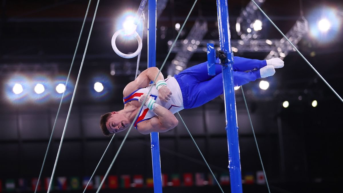Nikita Nagornyy of the Russian Olympic Committee in action on the rings. Credit: Reuters Photo