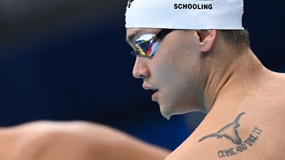 A tattoo is seen on the back of Singapore's Joseph Schooling. Credit: AFP Photo