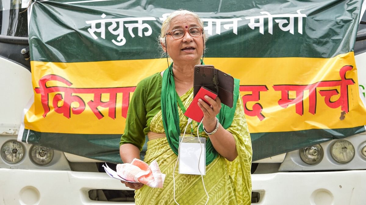 The protest also saw the presence of social activist Medha Patkar. She also addressed the protestors at the site. Credit: PTI Photo