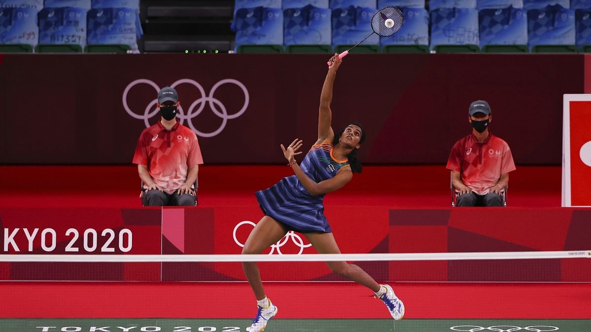 Sindhu defended brilliantly and rode on her attacking all-round game to outclass the fourth seeded Yamaguchi 21-13 22-20 in a 56-minute quarterfinal clash. Credit: Reuters Photo