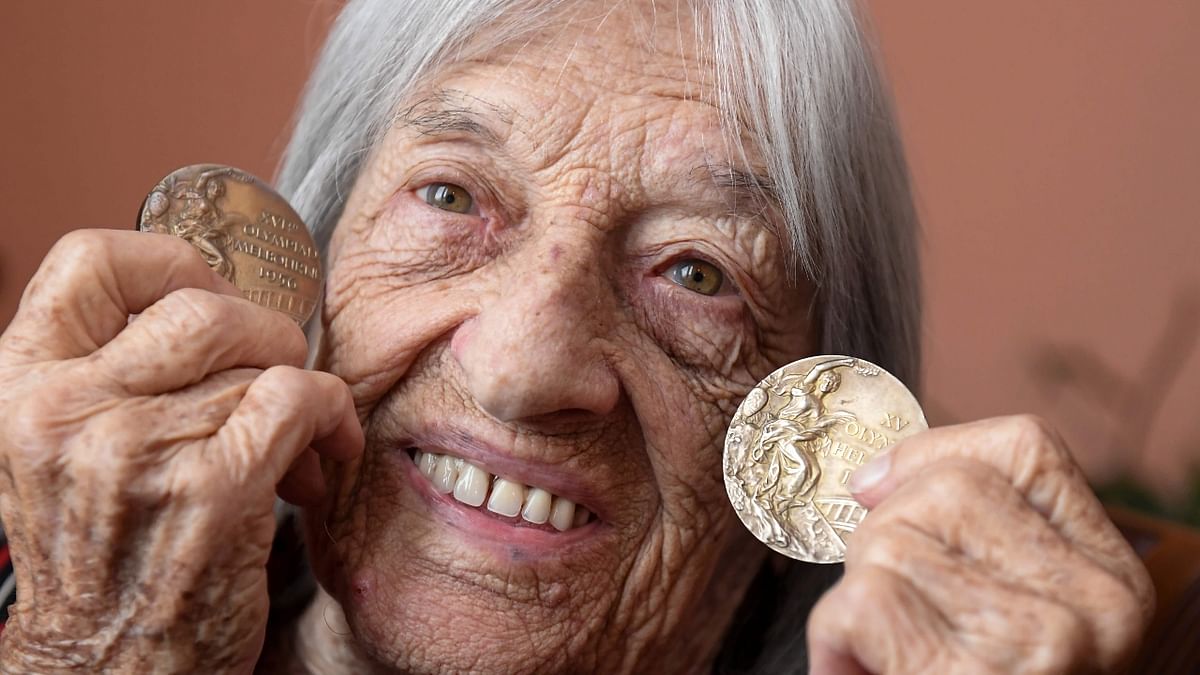 The Holocaust survivor and winner of 10 Olympic medals in gymnastics — including five golds — turned 100 on January 9, 2021. Credit: AFP Photo