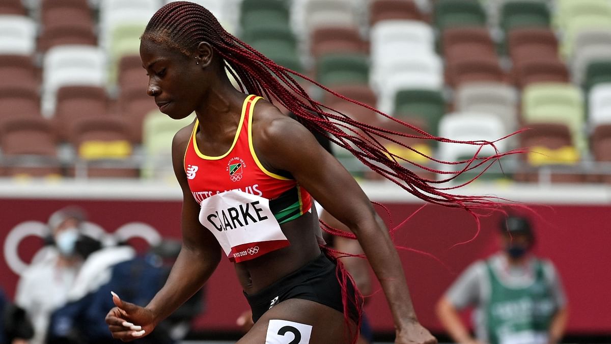 Amya Clarke appeared in thigh-length knotless braids. Credit: AFP Photo