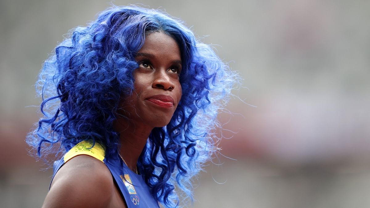 Tia-Adana Belle was seen sporting bright blue curly hair. Credit: Reuters Photo