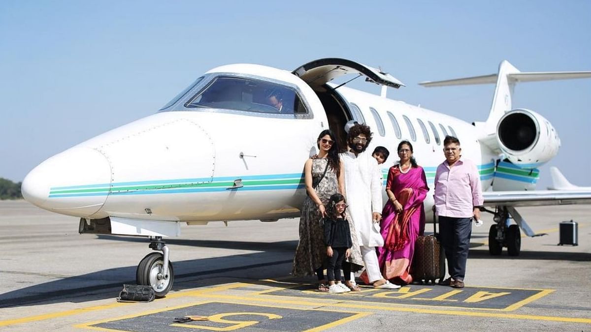 Stylish star Allu Arjun has a knack for speed and style and has a six-seater private jet which he uses quite often for his personal and profession trips. Credit: Instagram/alluarjunonline
