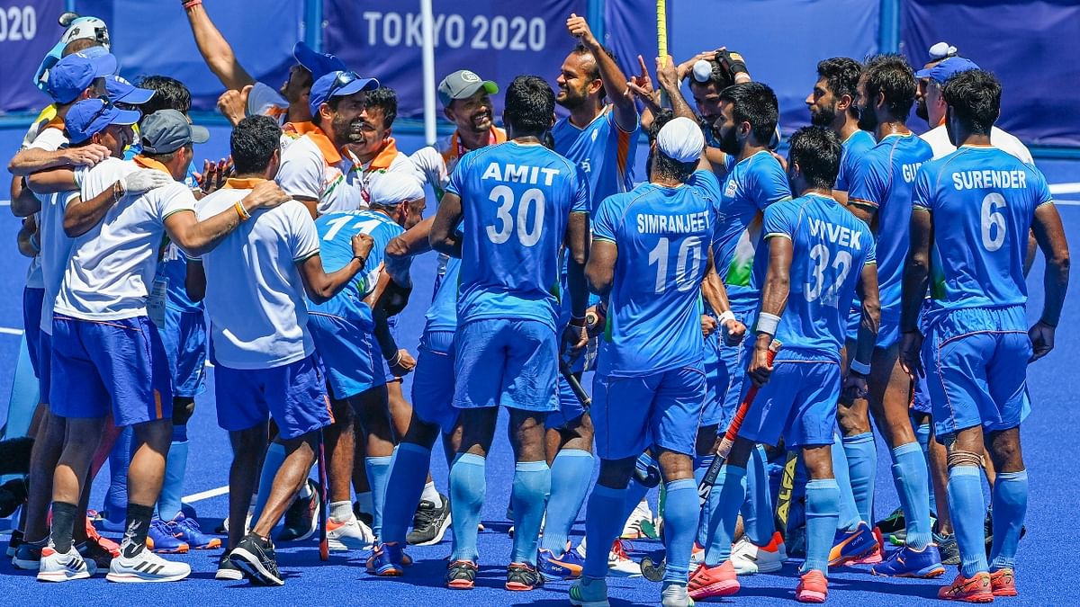 There were tears and hugs on the field as the Indians led by Manpreet Singh and coached by Australian Graham Reid savoured the historic moment. Credit: PTI Photo