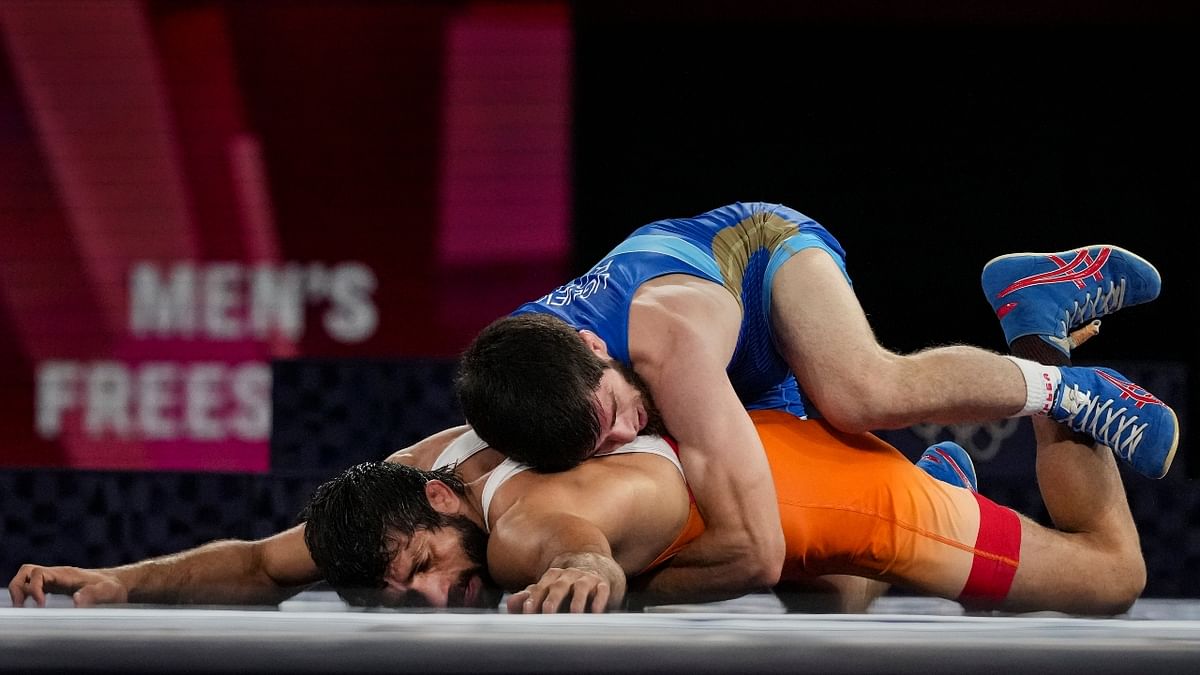 Indian wrestler Ravi Dahiya settled for silver after going down against Russian Olympic Committee's (ROC) Zavur Uguev in the men's 57 kg freestyle category at the Tokyo Olympics. Credit: PTI Photo