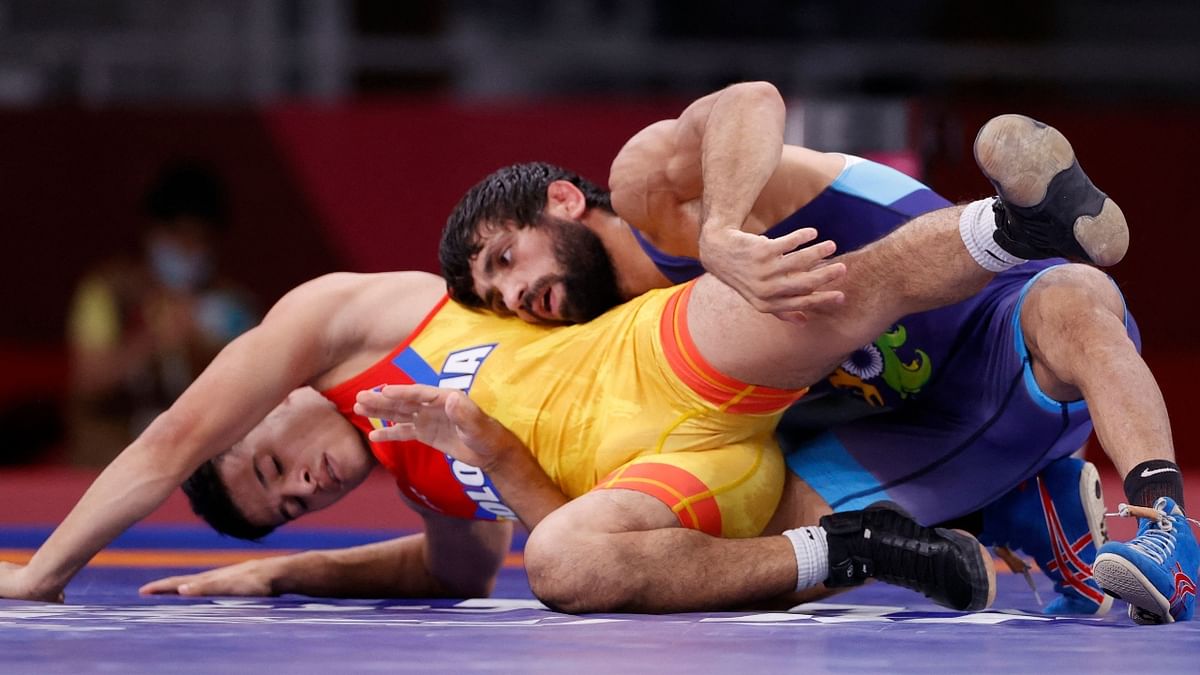 The wrestler from Nahri village in Haryana had outclassed Colombia's Tigreros Urbano (13-2) in his opener. Credit: AFP Photo