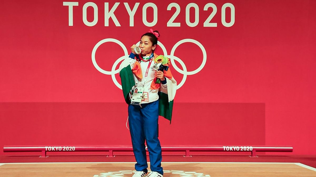Ace weightlifter Saikhom Mirabai Chanu opened India's medals tally after bagging a silver in the Women's 49kg category on Day 1 of the Tokyo Olympics 2021. Credit: PTI Photo