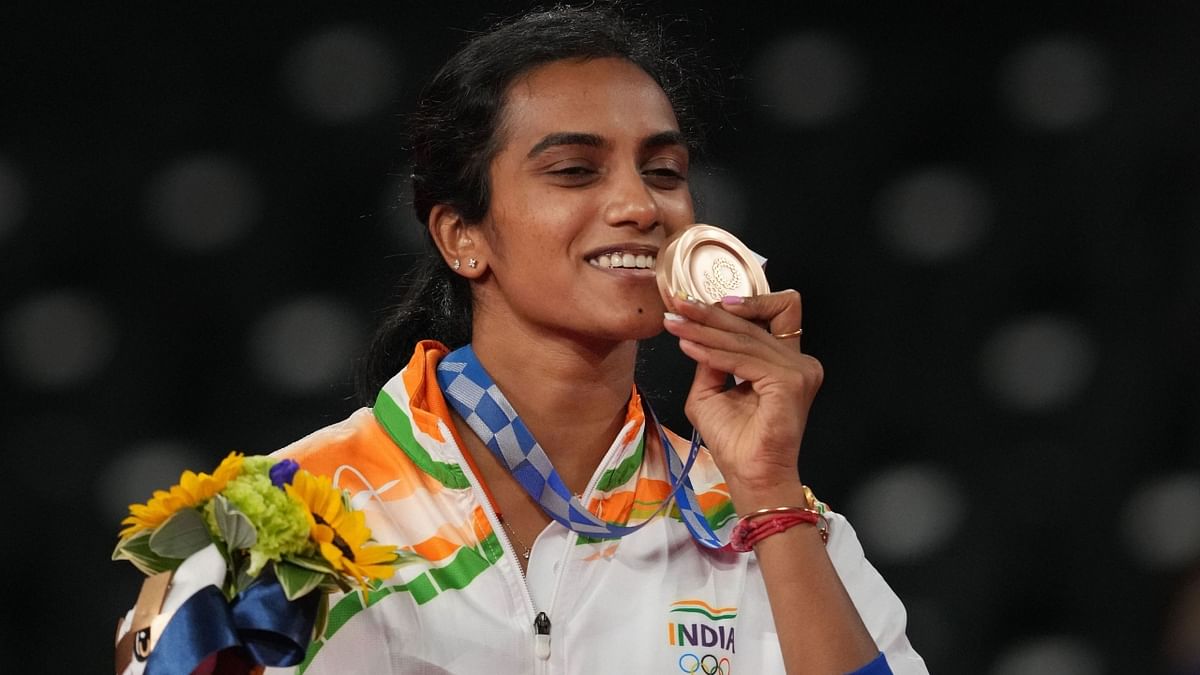 Shuttler PV Sindhu also scripted history at the Tokyo Olympics. She became the first Indian woman to win two Olympic medals. Sindhu defeated China's He Bing Jiao in the bronze medal match. Credit: PTI Photo